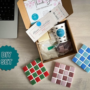 Ensemble de bricolage fait main en mosaïque, ensemble de fabrication de mosaïque, kit de bricolage amusant pour adultes et enfants, kit de loisirs créatifs avec carte de voeux personnalisable