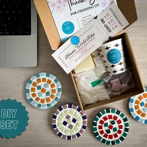 Ręcznie robiony zestaw podstawek mozaikowych DIY, zestaw do tworzenia mozaiki, zabawny zestaw DIY dla dorosłych i dzieci, zestaw hobbystyczny z personalizowaną kartką okolicznościową