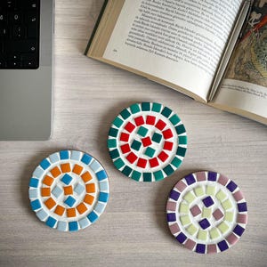 Handmade Glass Mosaic Coasters: Elegant Tiled Coaster