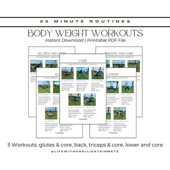 Body Weight Workout - Home Workout Plan - Fitness Program - No Equipment Workout - Digital Download - Workout for Women - Workout Plan