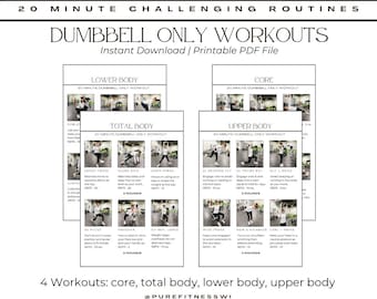 Dumbbell Only Workout - Home Workout Plan - Fitness Program - Strength Training - Digital Download - Workout for Women - Workout Plan