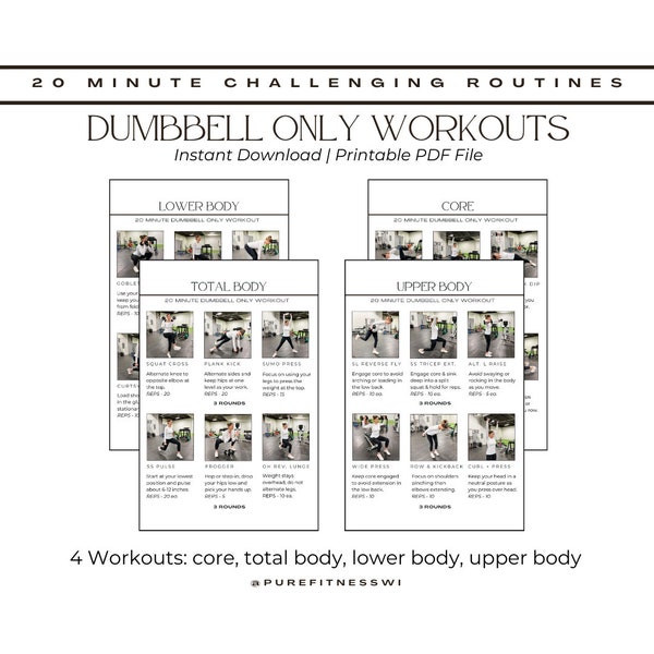 Dumbbell Only Workout - Home Workout Plan - Fitness Program - Strength Training - Digital Download - Workout for Women - Workout Plan