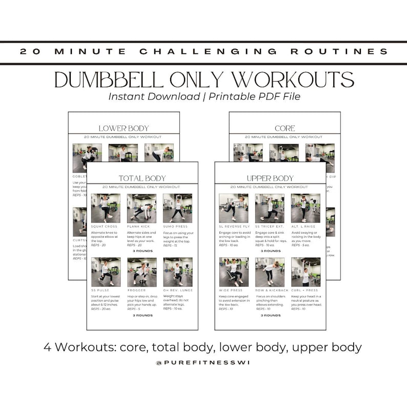 Dumbbell Only Workout Home Workout Plan Fitness Program Strength Training Digital Download