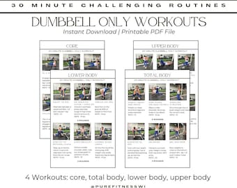 30-Minuten-Kurzhantel-Trainingsplan PDF | Krafttraining zu Hause | Stufe 2 Fitness-Programm | Kern, oberer, unterer, Gesamtkörper