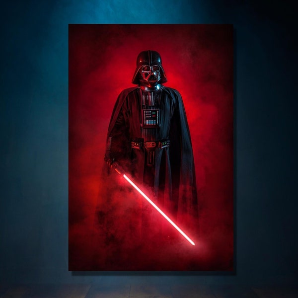 Darth Vader Poster,Starwars Darth Vader Print on Canvas, Midnight Starwars Print Art, Darth Vader Print Art, Clone Wars,Ready To Hang,Gift