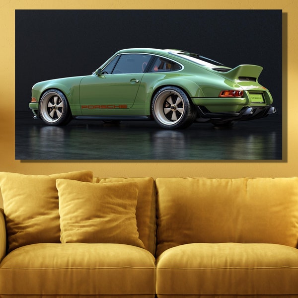 Porsche Poster Wall Decor,Porsche 911 Carrera green Canvas Wall Art, Porsche Poster,Porsche Print, Modish Office Decor Gifts