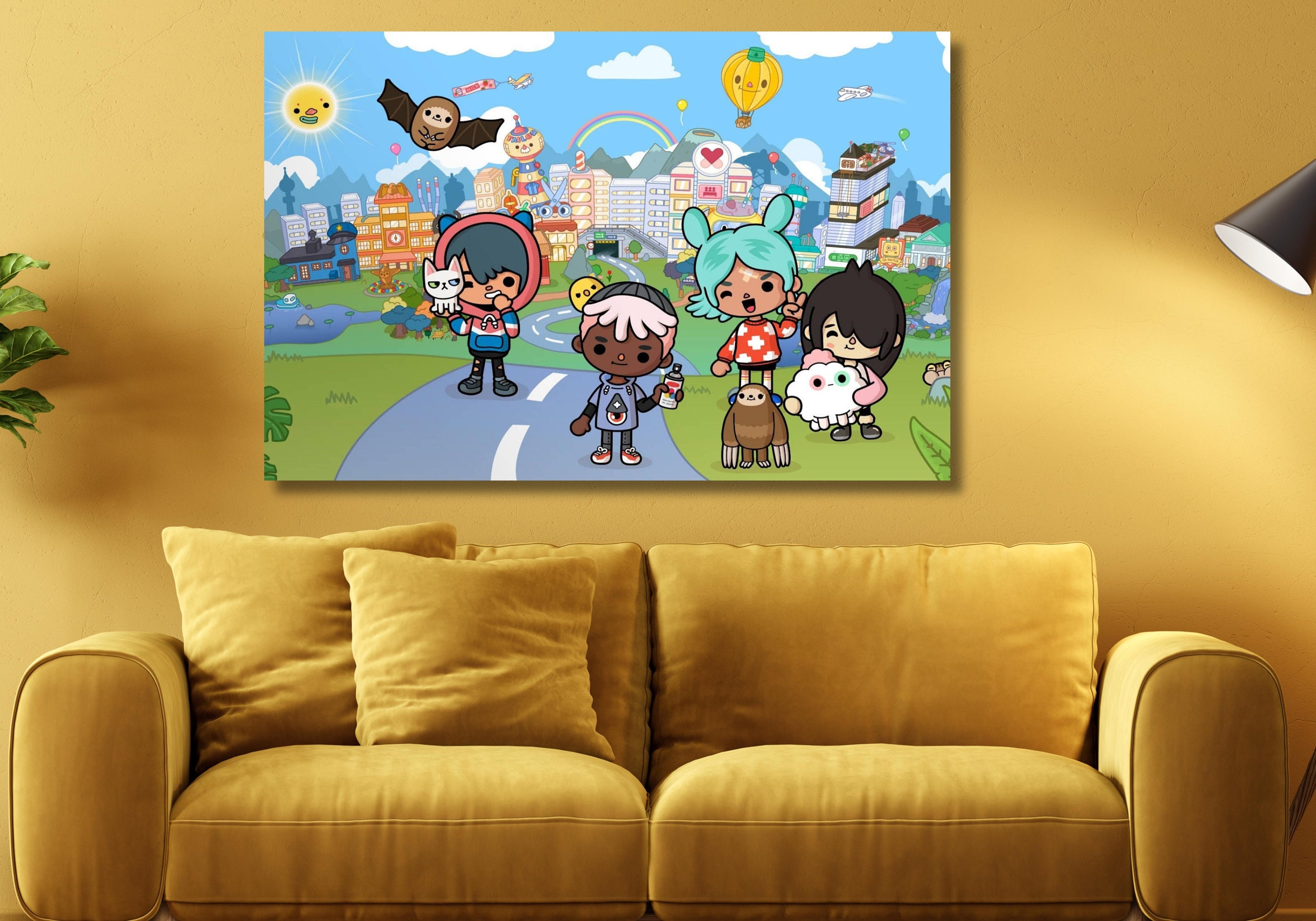 toca-boca-wall-art-toca-boca-characters-on-canvas-whimsical-etsy