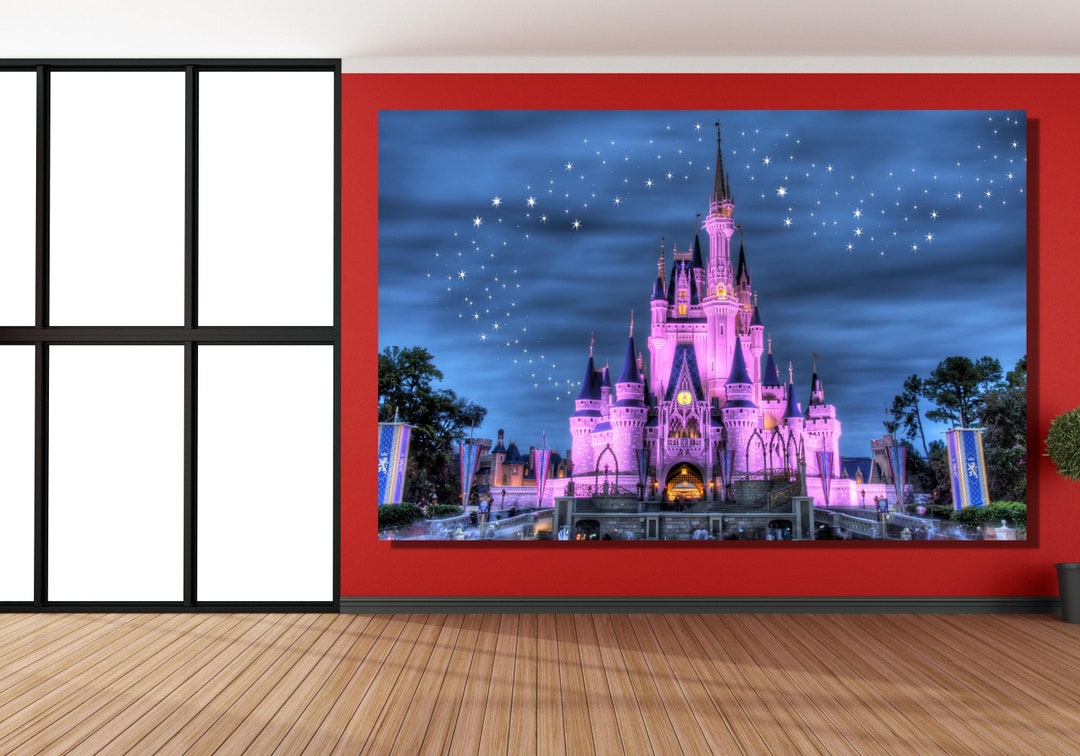 Disney Wall Artcinderella Castle Disnep Prints Artdisney Etsy
