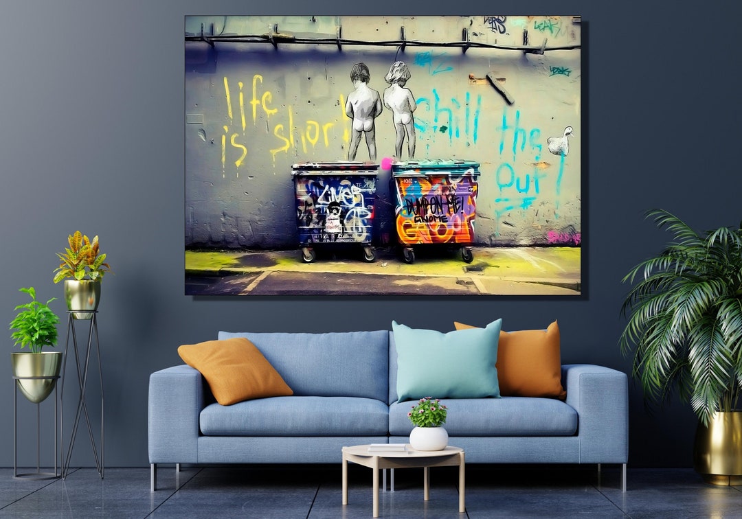 Banksy Life is Short Canvas Print Artchill the Duck Out Etsy