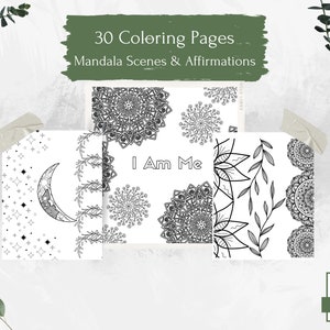 Livro de colorir Peace of Mind | Afirmações, Mandalas | Tamanhos US Letter, A4 e A5 | Para impressão | Download | Pondering Creations, LLC