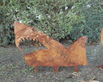 Large Size Shark Metal Wall Sculpture - Mid Century Modern Art - Office and Housewarming Gift