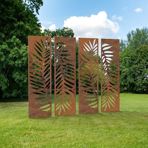 Rustic Metal Privacy Screen: Outdoor Garden Fence Panel, Patio Yard Art & Room Divider