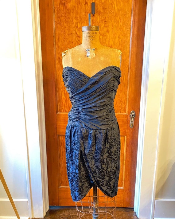 90s Silk Jacquard Mini Tulip Dress