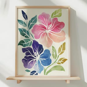Abstract Floral Art Trendy Print Funky Print Retro Floral Art Danish Pastel Boho Flower Printable Wall Art Vintage Poster Retro Flower Print