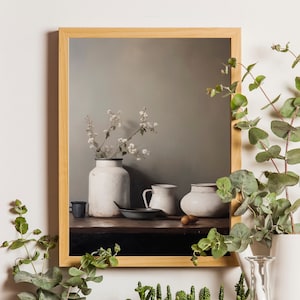 Impresión de cerámica y flores, arte minimalista de la pared de la cocina IMPRIMIBLE, impresión de arte del jarrón, diseño de cocina moderna, impresión de la cocina de la granja, arte del jarrón