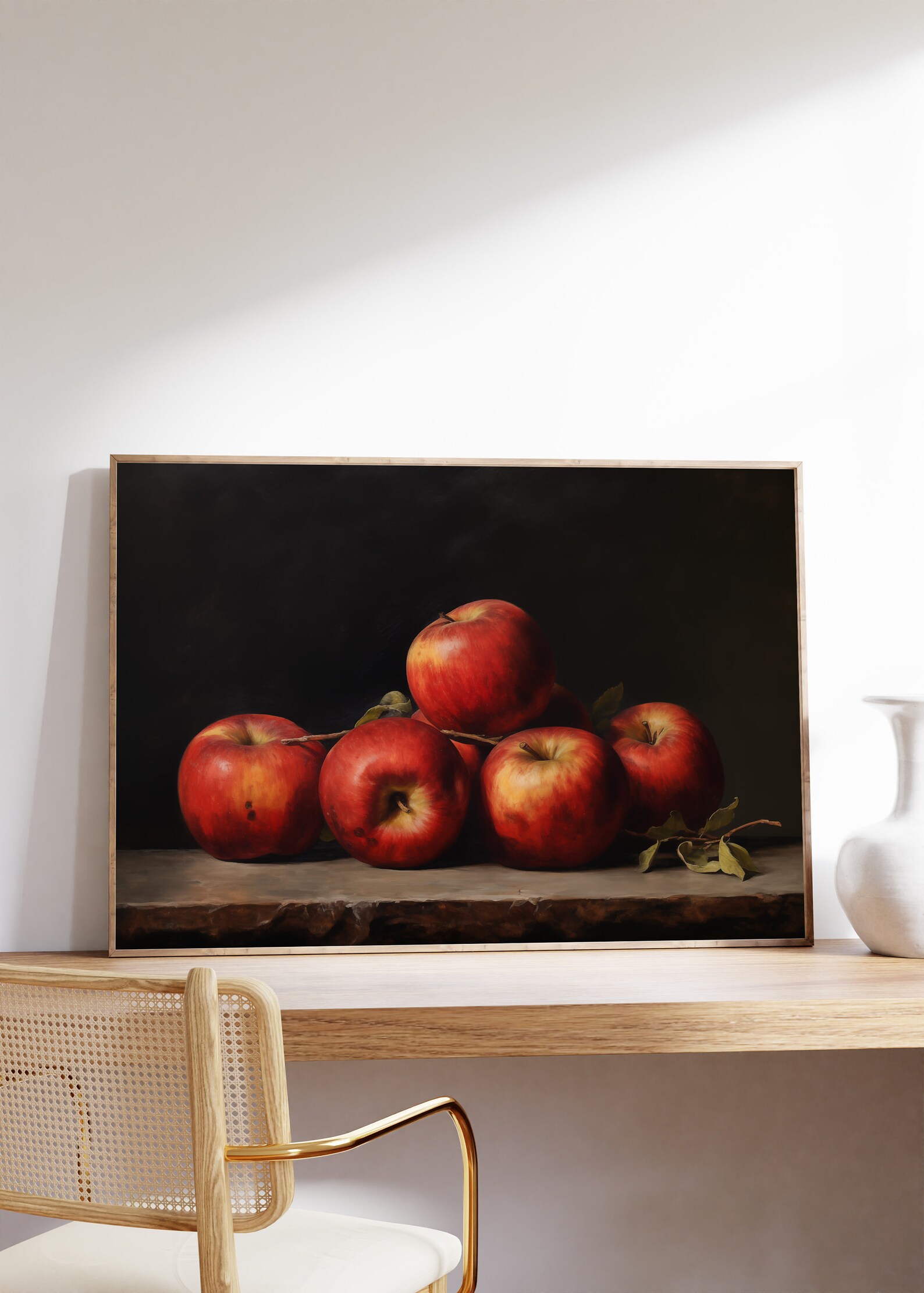 Vintage Apple Still Life Painting: Rustic Kitchen Wall Art (digital ...