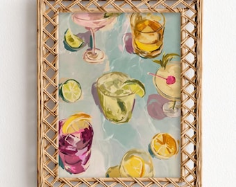 Druckbare Kunst, bunte Sommergetränke - Lebendiges Cocktail Aquarell, Helles Küchen Dekor, Digitaler Download 106