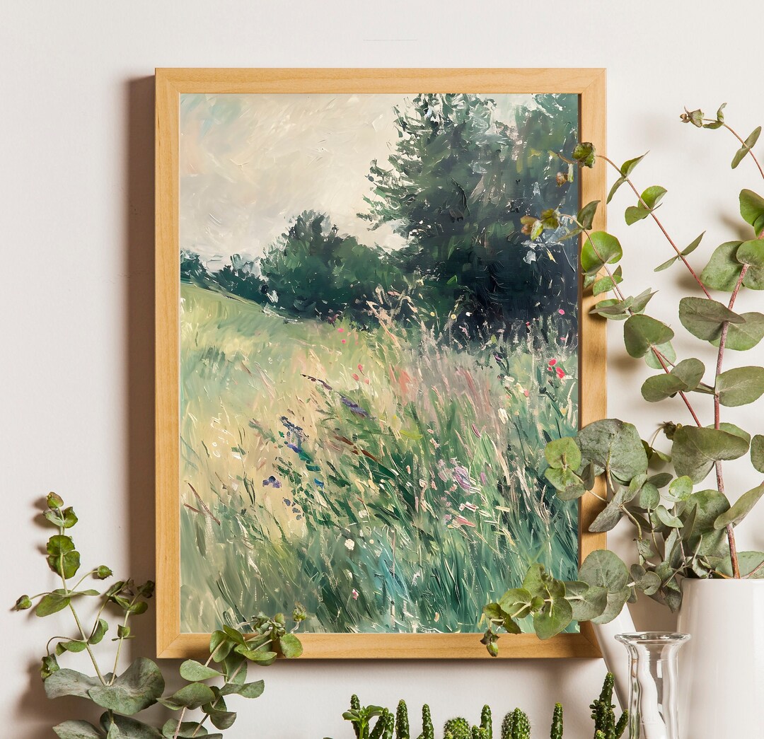 Spring Scenery Landscape Print, Spring Meadow PRINTABLE Wall Art, Farmhouse Decor, Flower Field Landscape Painting, Spring Landscape Print - Etsy Japan