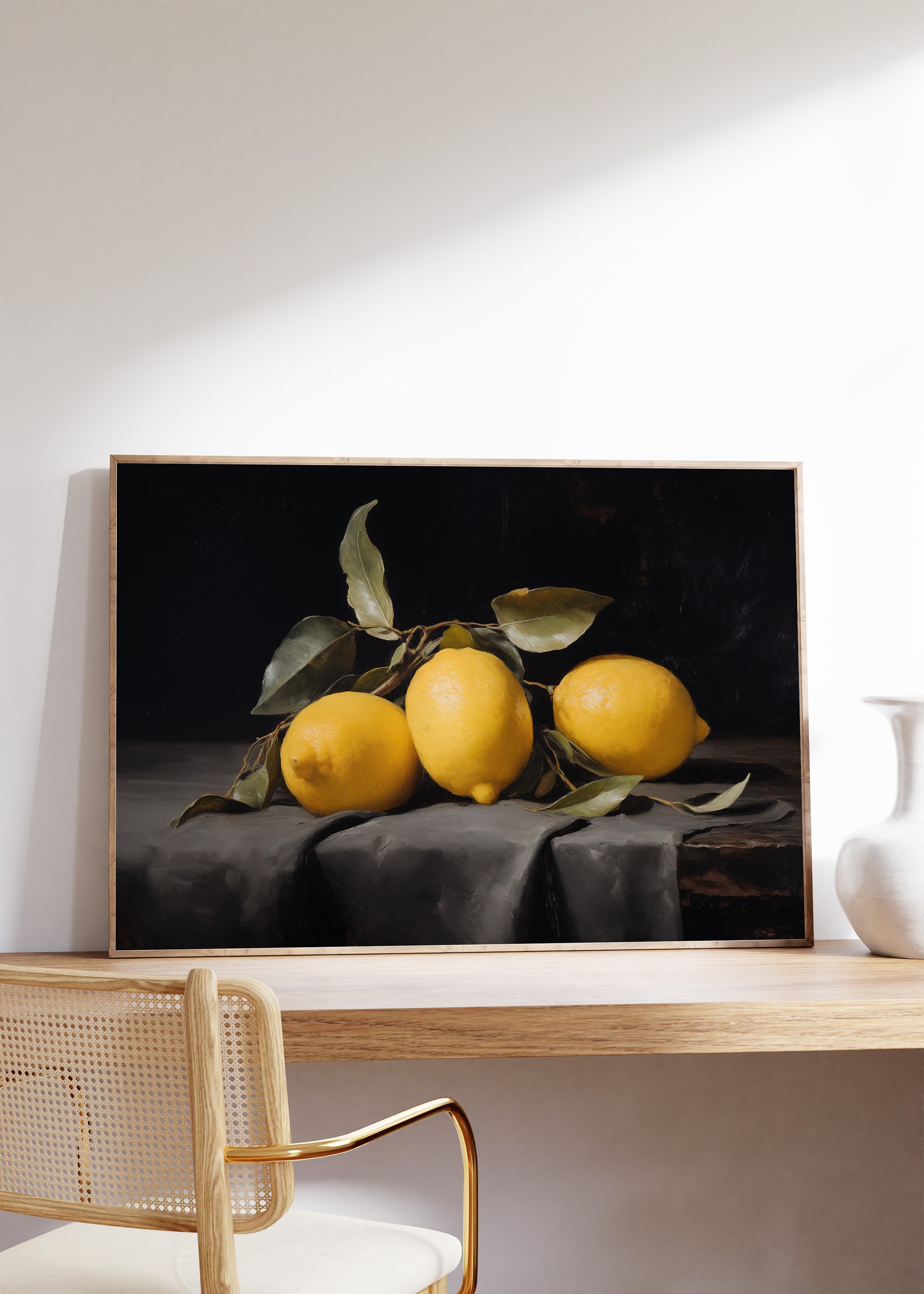 ヴィンテージレモンの静物画：農家のキッチンアート（デジタル