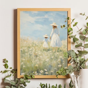 Impression d'art mère fille Daisy Meadow : décoration de chambre de fille (téléchargement numérique) image 1