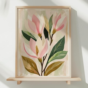 Magnolia Art Print, Flower Wall Art, Watercolor Flower, PRINTABLE ART, Botanical Print, Girly Wall Art, Woman Gift, Living Room Decor