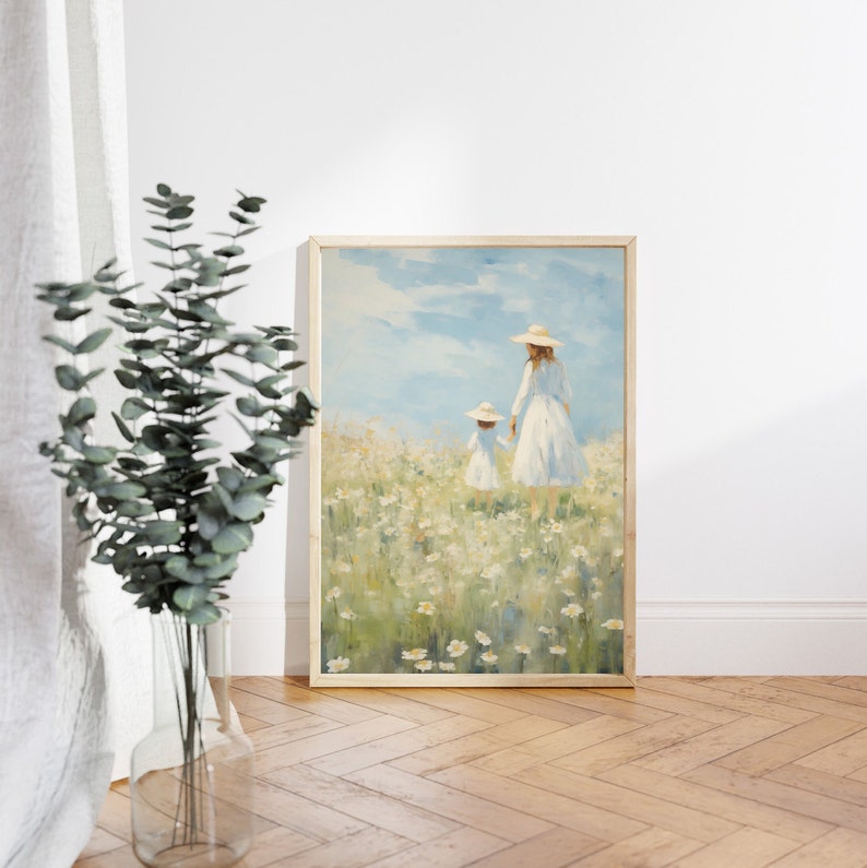 Impression d'art mère fille Daisy Meadow : décoration de chambre de fille (téléchargement numérique) image 7