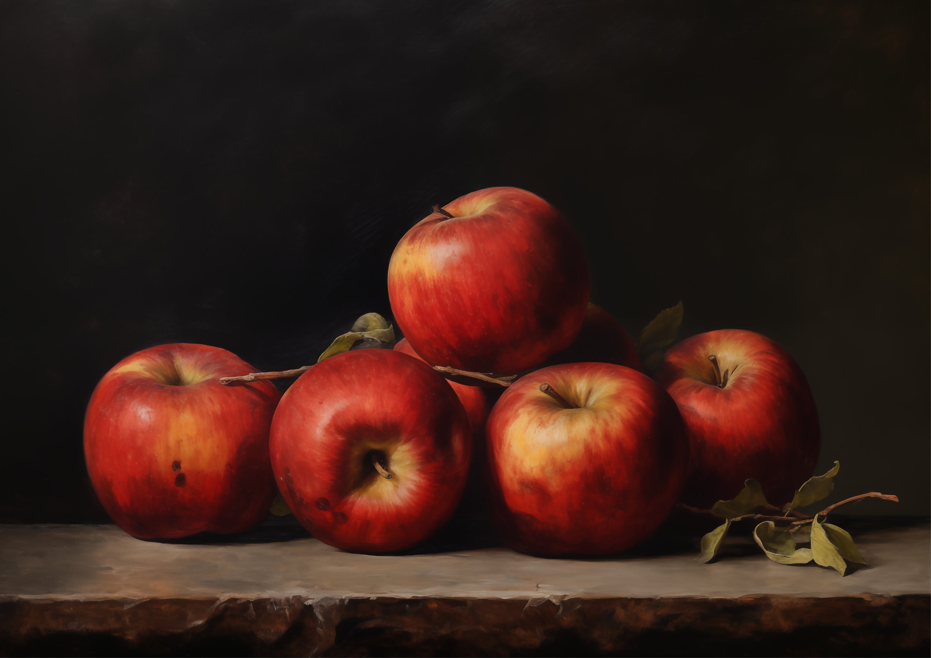 Vintage Apple Still Life Painting: Rustic Kitchen Wall Art (digital ...