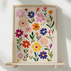 Bunte abstrakte Blume, Blumenmarkt-Druck, abstrakte botanische Blumen Poster, Abstrakte Blumen, druckbare Kunst, Matisse Blumen