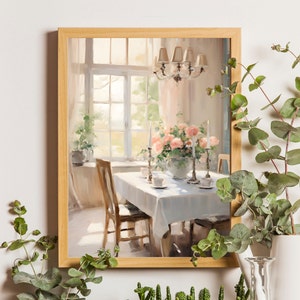 Vintage Breakfast Wall Art, PRINTABLE Art, Dining Room Wall Art, Roses Wall Art, Flowers Vase Art, Breakfast Painting, Coffee Time Wall Art