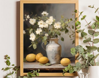 Vintage Lemon Still Life Print: Farmhouse Kitchen Art (Digital Download)