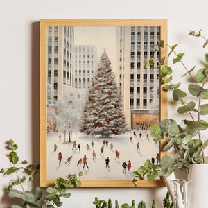 Rockefeller Center Christmas Tree, NYC Travel Gift, Holidays in New York City Art, Manhattan, Christmas New York Art Print, PRINTABLE Art