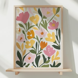 Flower Market Tulip Print, Wild Flower Wall Art, Flower Market Poster, Living Room Print, Bedroom Wall Décor, Modern Abstract Plant Wall Art