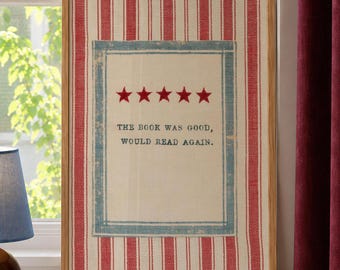 Book Was Good Book Lover Wall Art Five Star Review Print Vintage Farmhouse Decor Typography Rustic Reading Nook Printable Digital Download