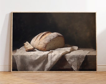 Peinture rustique sur le pain au levain : oeuvre d'art murale de cuisine de ferme (téléchargement numérique)