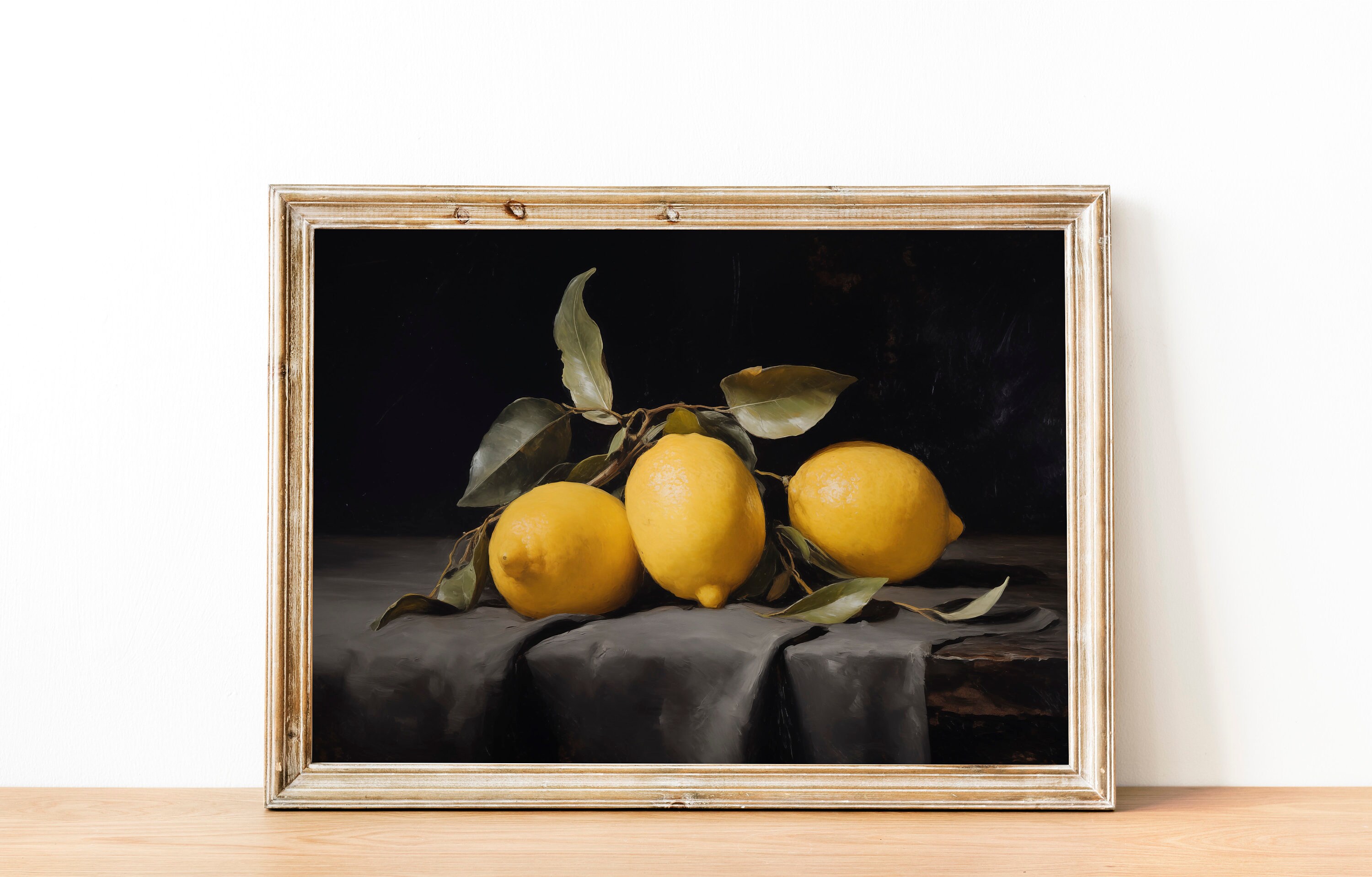 ヴィンテージレモンの静物画：農家のキッチンアート（デジタル