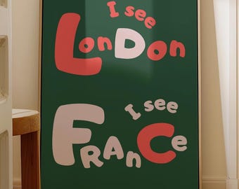 I See London I See France Trendy Bathroom Print: Funny Bathroom Wall Art, Powder Room Prints, Bathroom Wall Decor, Digital Download