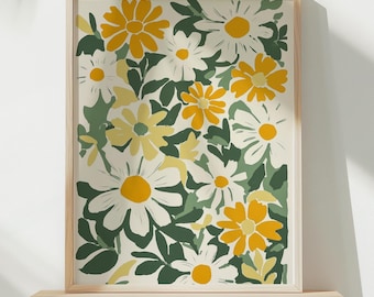 Art mural floral marguerite : impression d'été bohème (téléchargement numérique)