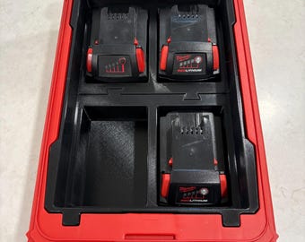 BattBox - 4 Slot Battery Organizer Insert for Milwaukee Packout (48-22-8435) and M18 Batteries