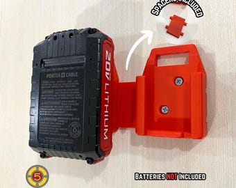 Heavy Duty Modular Battery Holder for Porter Cable 20V - Wall/Shelf/Cabinet Mount Organizer