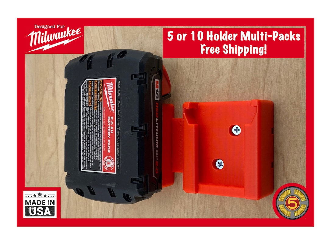 5 or 10 Multipack Milwaukee Battery Holder Wall Mountbattery Mount