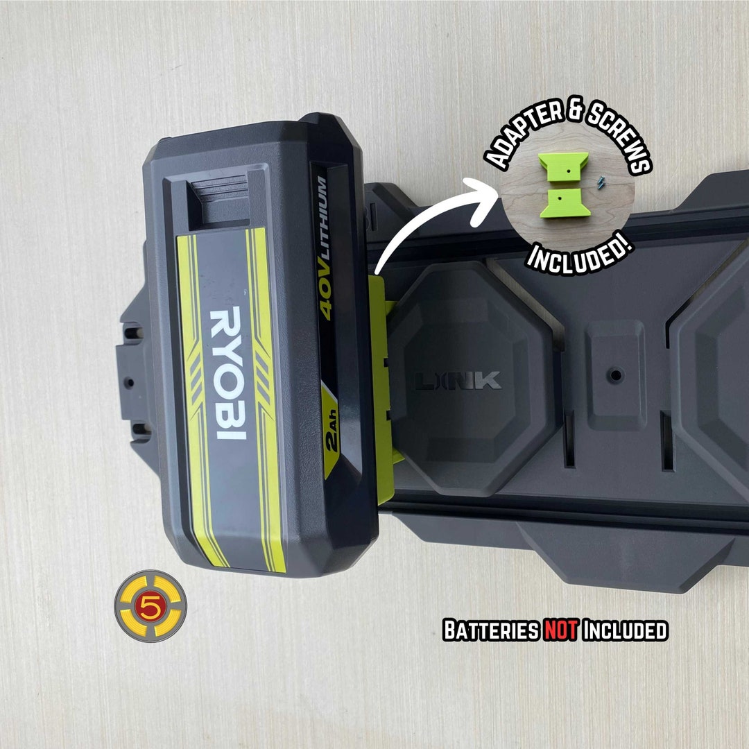 2 Pack - L&B 3D Wall Mount Holders For Ryobi 40V Batteries - Yellow, Made In USA
