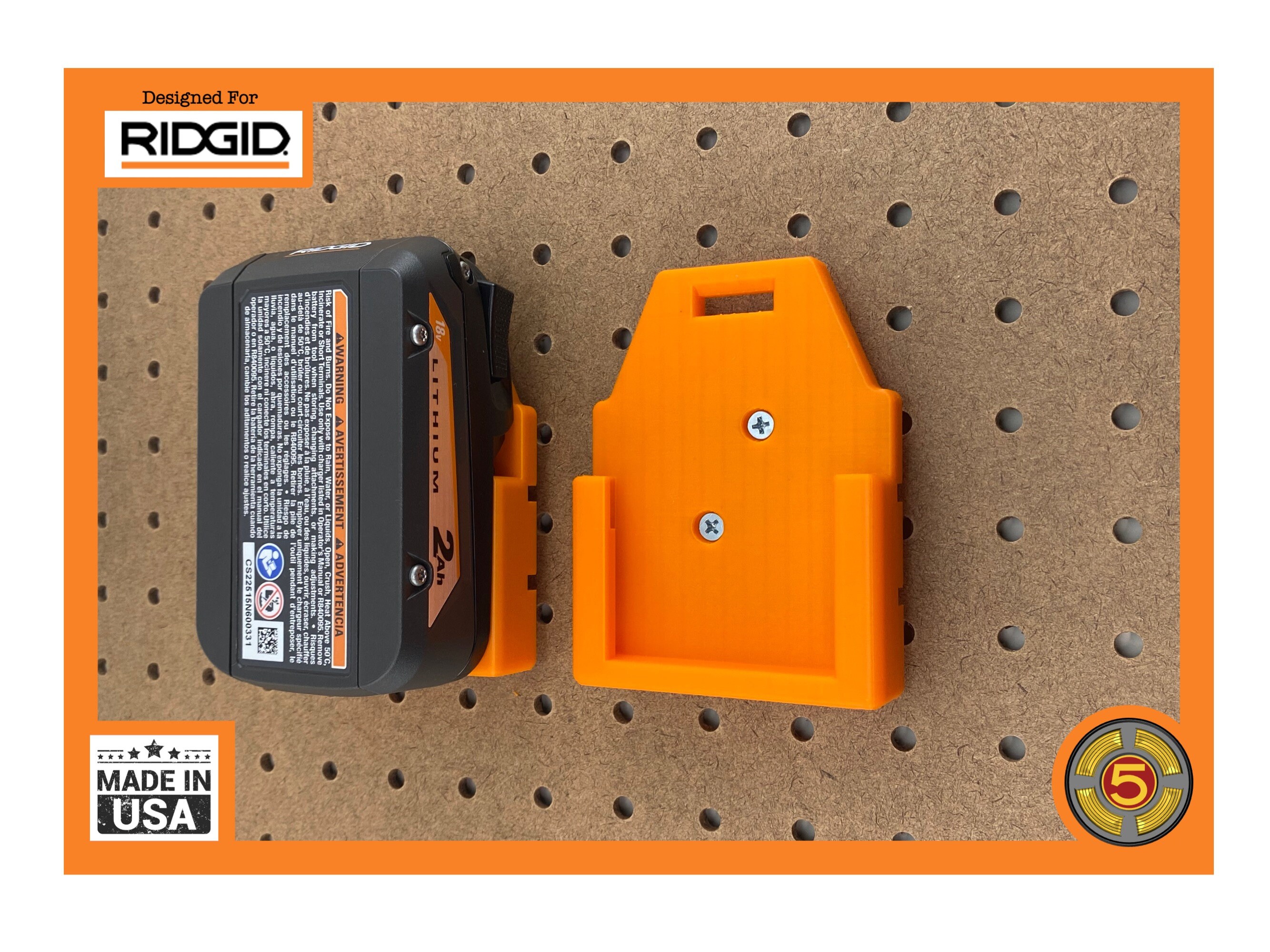 RIDGID Battery Holder Pegboard Mount Battery Mount RIDGID 18V Battery Holder Wall Control Battery Mount Omniwall Battery Holder Etsy