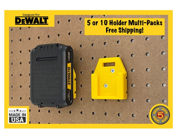 5 or 10 Multipack Dewalt Battery Holder Pegboard Mountbattery Mount