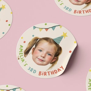 Kinderverjaardagssticker: gepersonaliseerde verjaardagssticker, aangepaste kinderverjaardagssticker, verjaardagsstickers, gunsten, goodiebag, gratis verzending