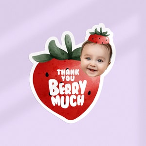 Birthday Sticker｜Personalized Birthday Sticker｜Custom Thank You Sticker｜Strawberry Thank you Stickers｜Party Favor｜Goodie bag｜Free Shipping