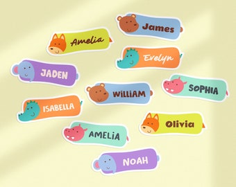 52 Pieces Mini Kid Name Label｜Laminated Kid Name Sticker｜Waterproof Kid Name｜Kids Labels for School, Daycare, Preschool - Free Shipping