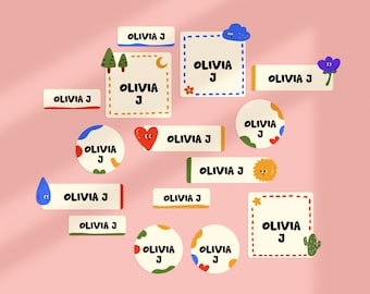Custom Name Label｜Personalized Stickers｜Variety Pack(35pcs)｜Kids Labels for School Supply, Daycare, Preschool, Storage - Free Shipping