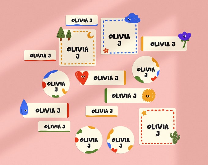 Custom Name Label｜Personalized Stickers｜Variety Pack(35pcs)｜Kids Labels for School Supply, Daycare, Preschool, Storage - Free Shipping