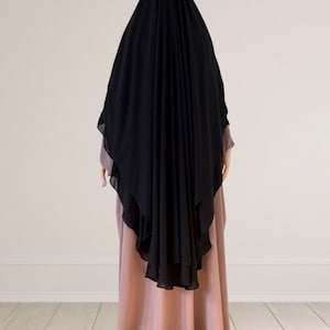 Luxurious chiffon khimar, Black