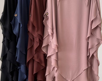 Khimar luxueux en mousseline de soie à losanges